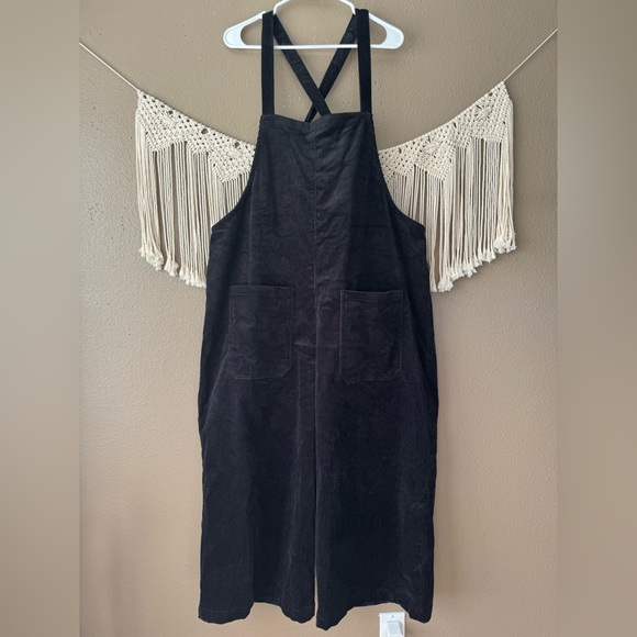 Lucy & Yak Jenny Dungaree overalls jumpsuit ORGANIC CORDUROY Black NWT Size 16R - Picture 3 of 12